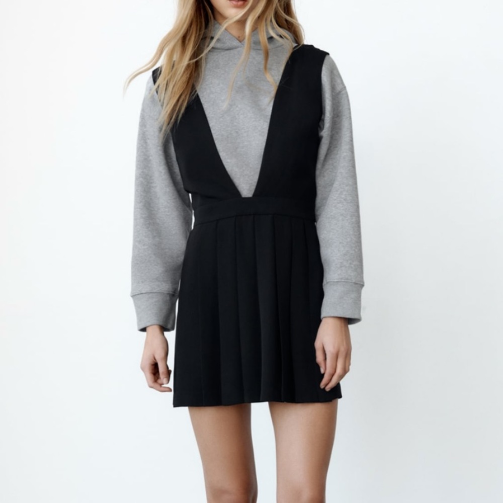 Zara BOX PLEAT PINAFORE DRESS